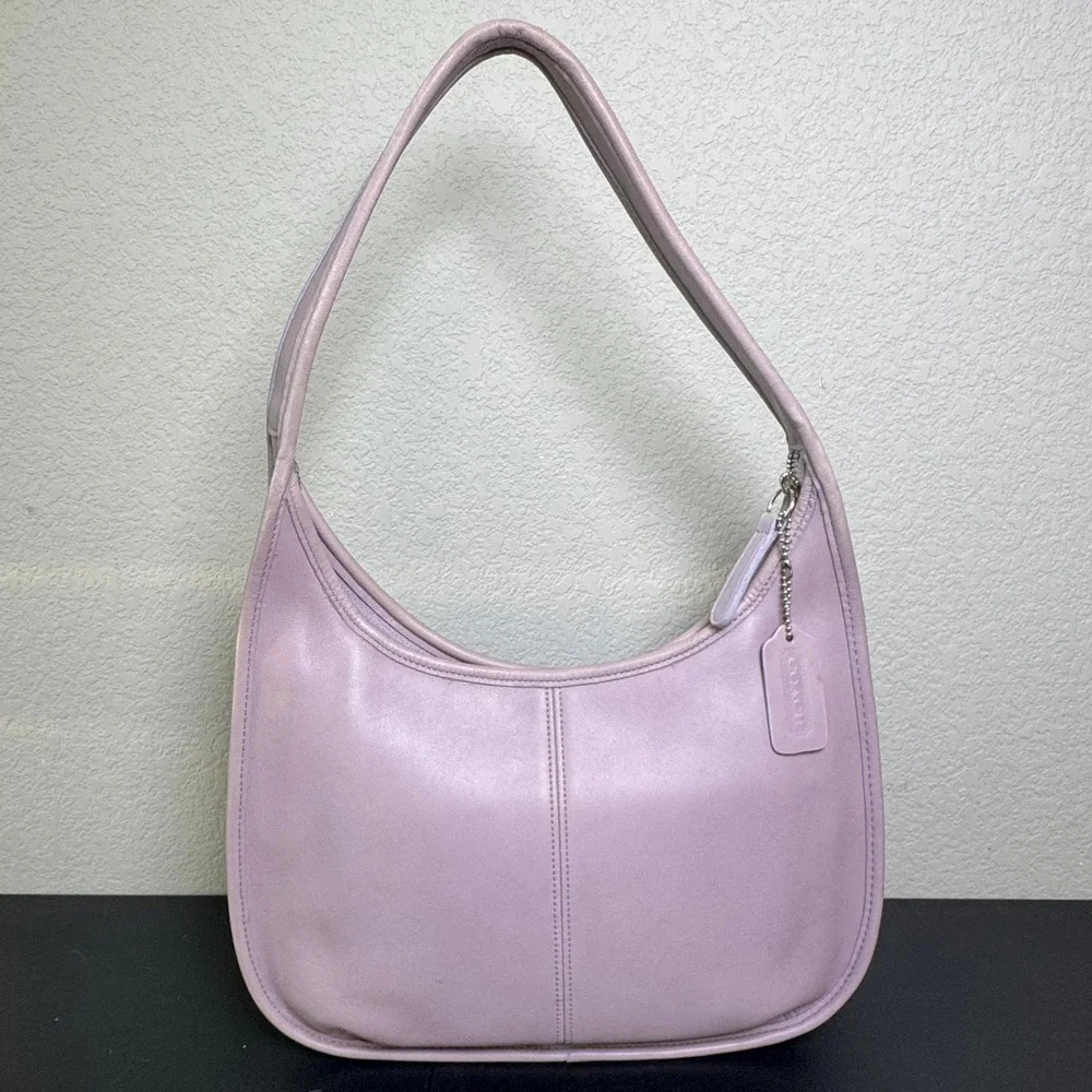 Coach Ergo Pocket Zip 9033 Lavender Purple Leather Vintage 90s Hobo Bag